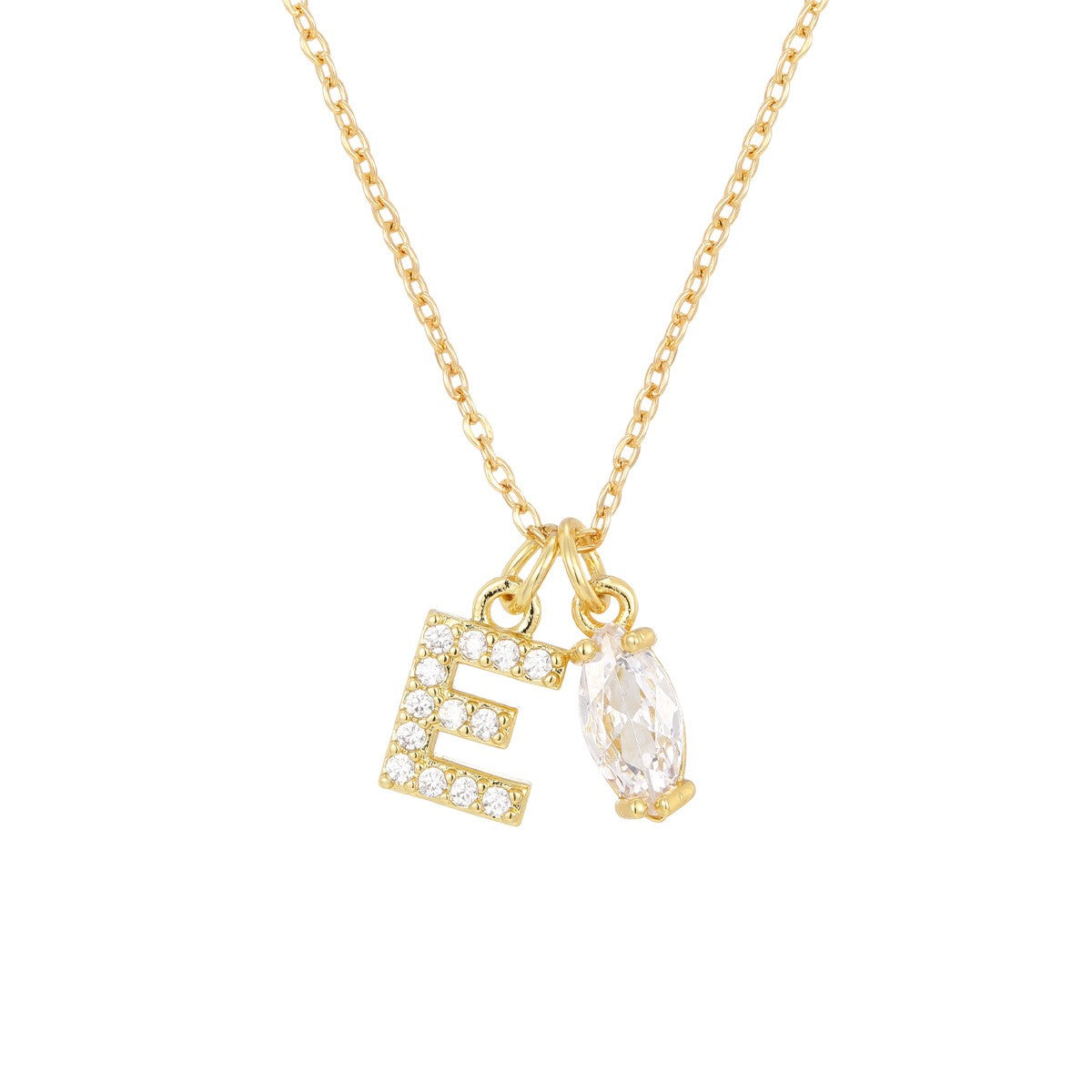 Crystal Initial & Marquise Charm Necklace