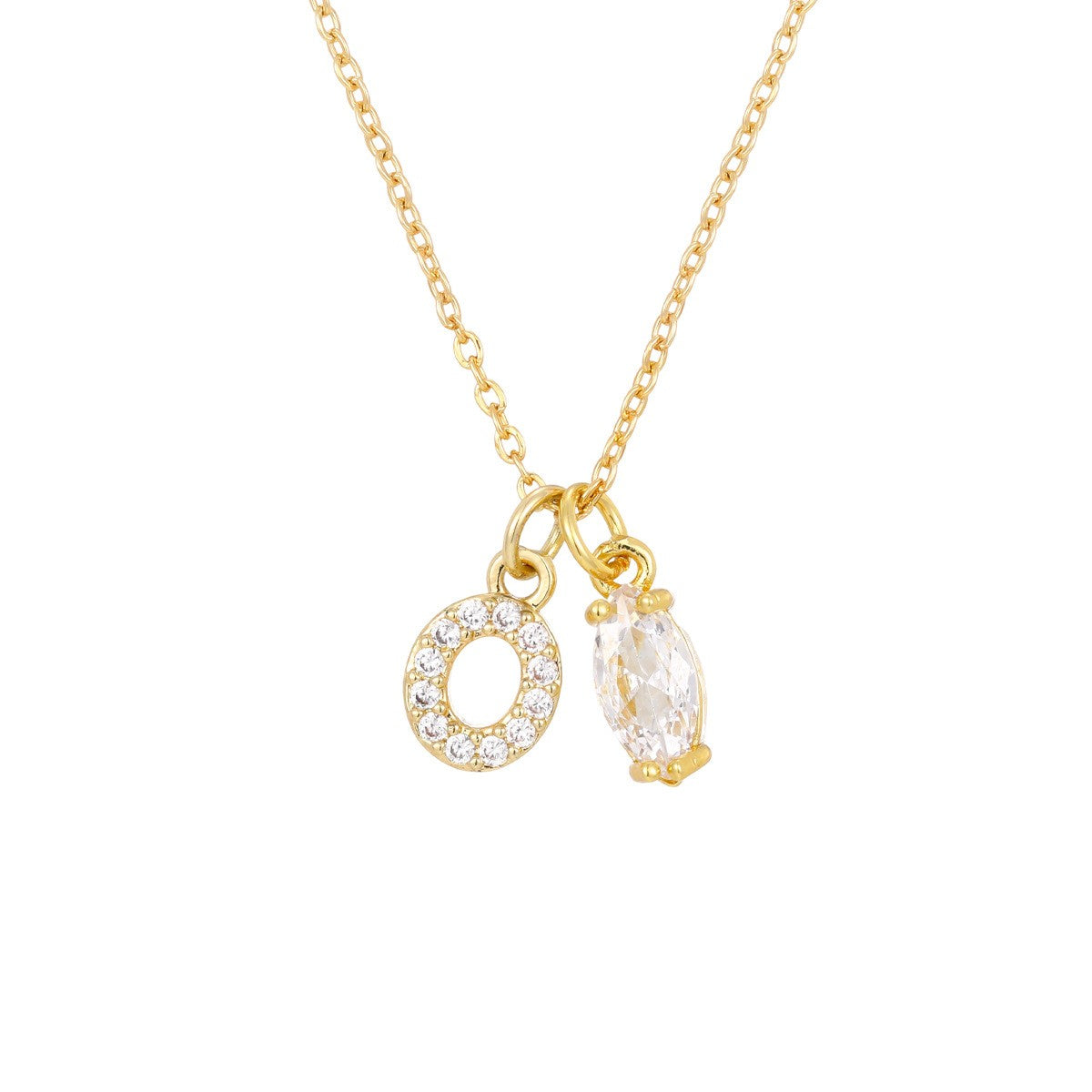 Crystal Initial & Marquise Charm Necklace