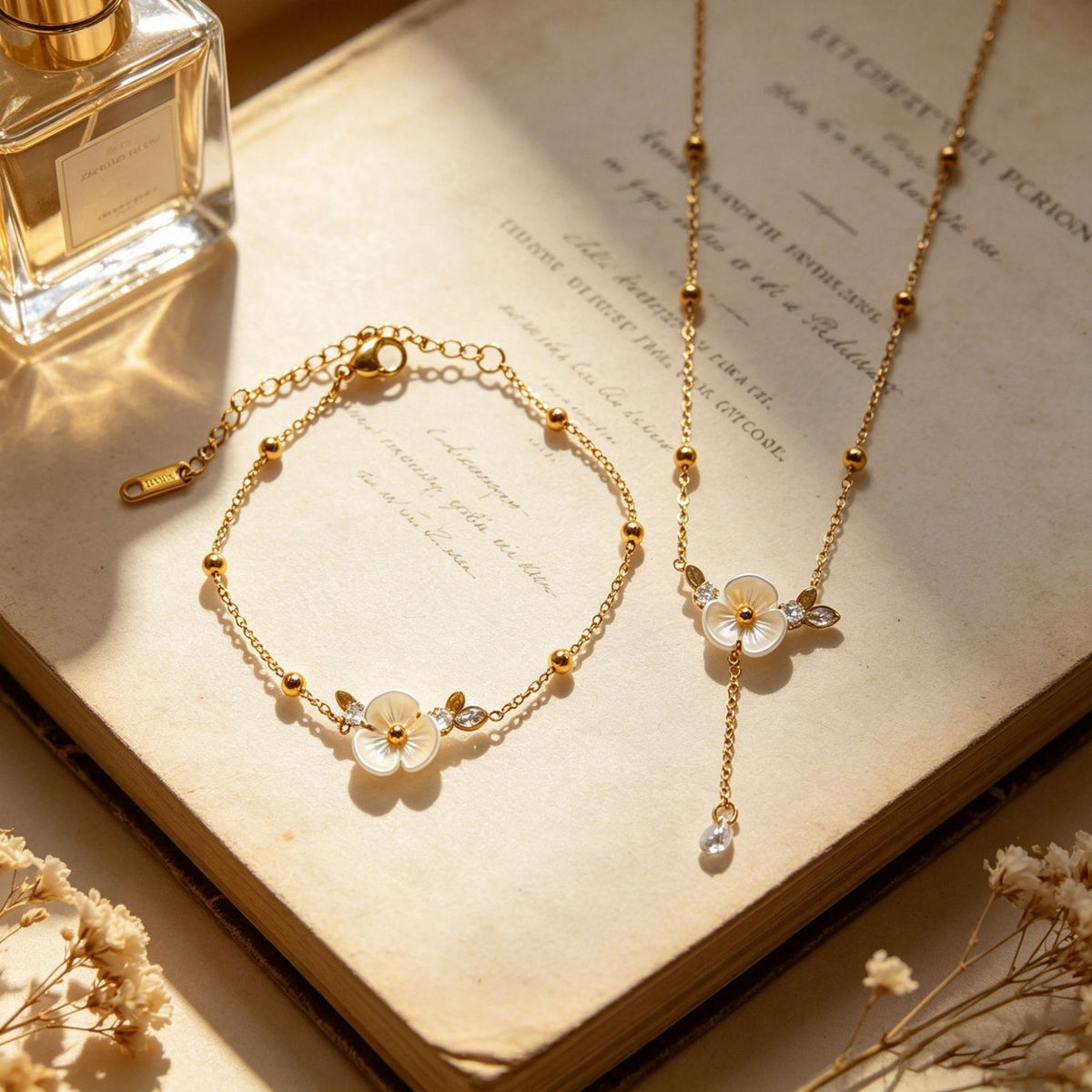 Camellia Flower Necklace Set
