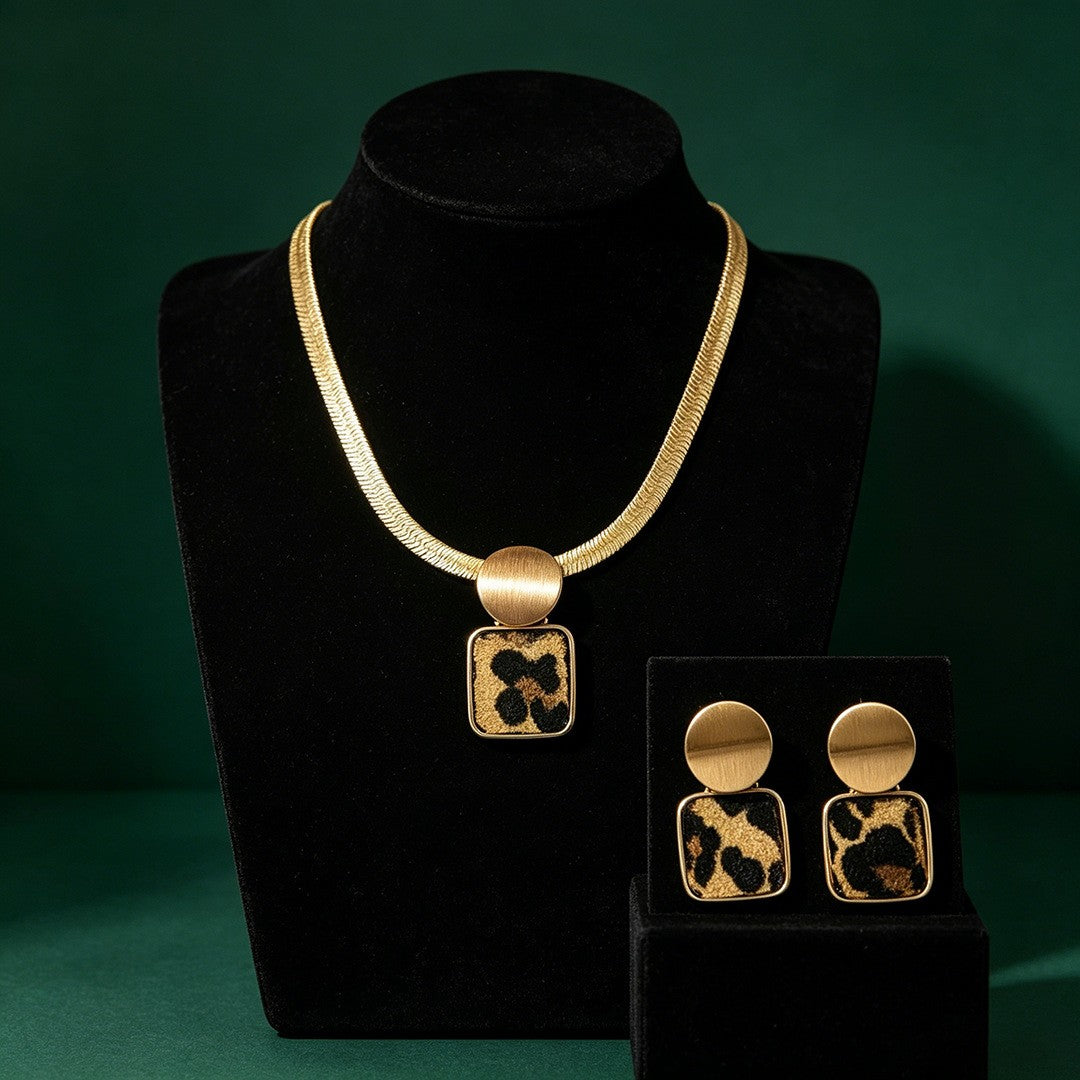 Leopard Square Snake Chain Set