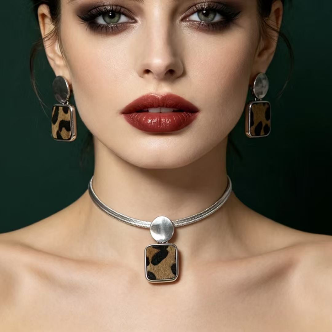 Leopard Square Snake Chain Set
