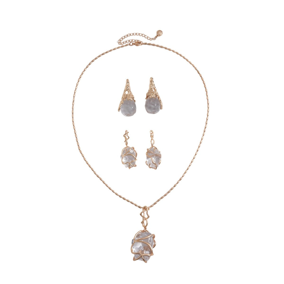 Wire Wrapped Crystal Pendant Necklace