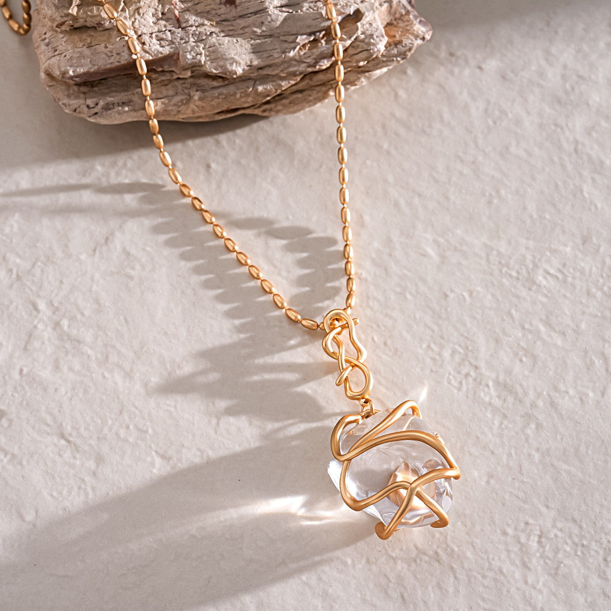 Wire Wrapped Crystal Pendant Necklace