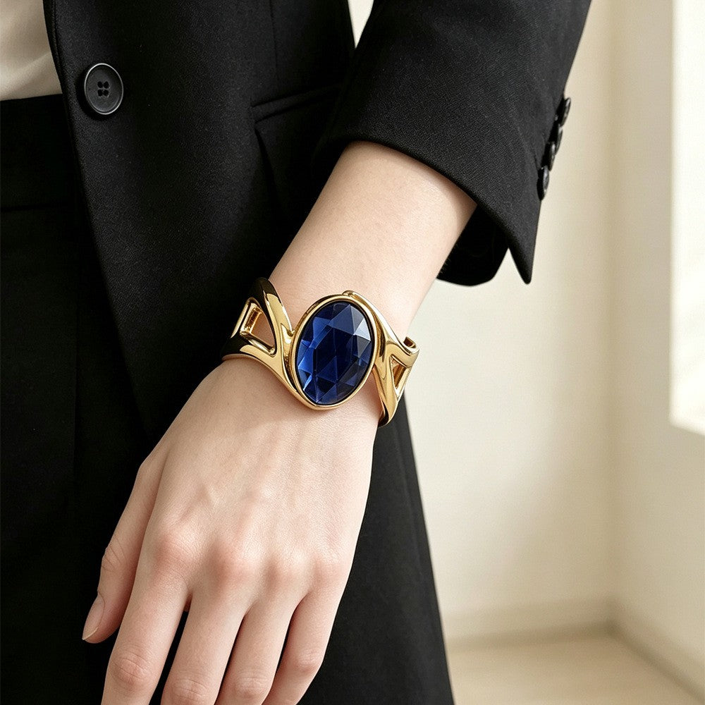 Oval Gemstone Cuff Bracelet
