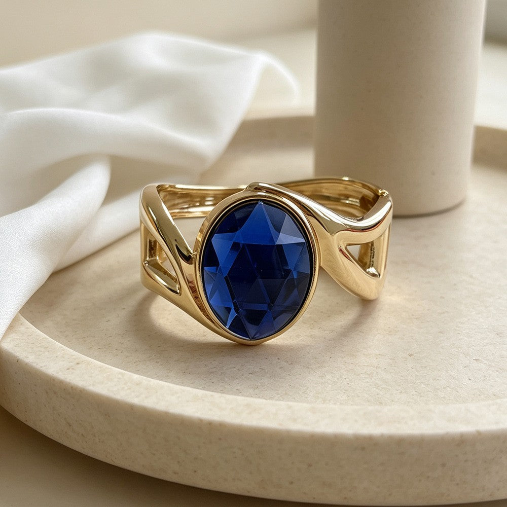 Oval Gemstone Cuff Bracelet