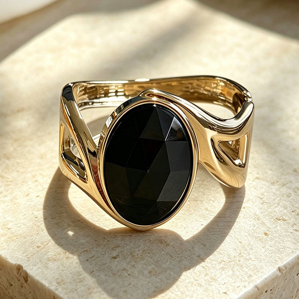 Oval Gemstone Cuff Bracelet