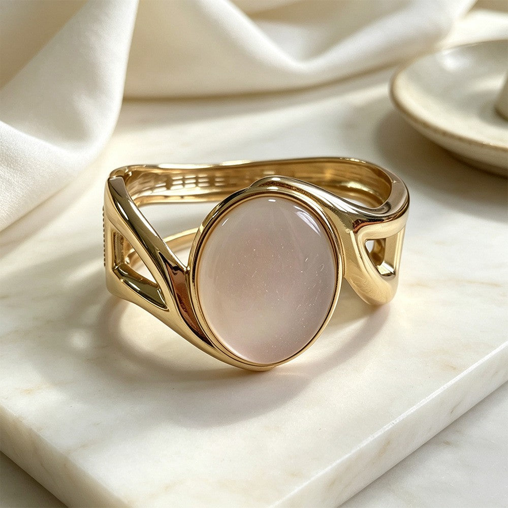 Oval Gemstone Cuff Bracelet