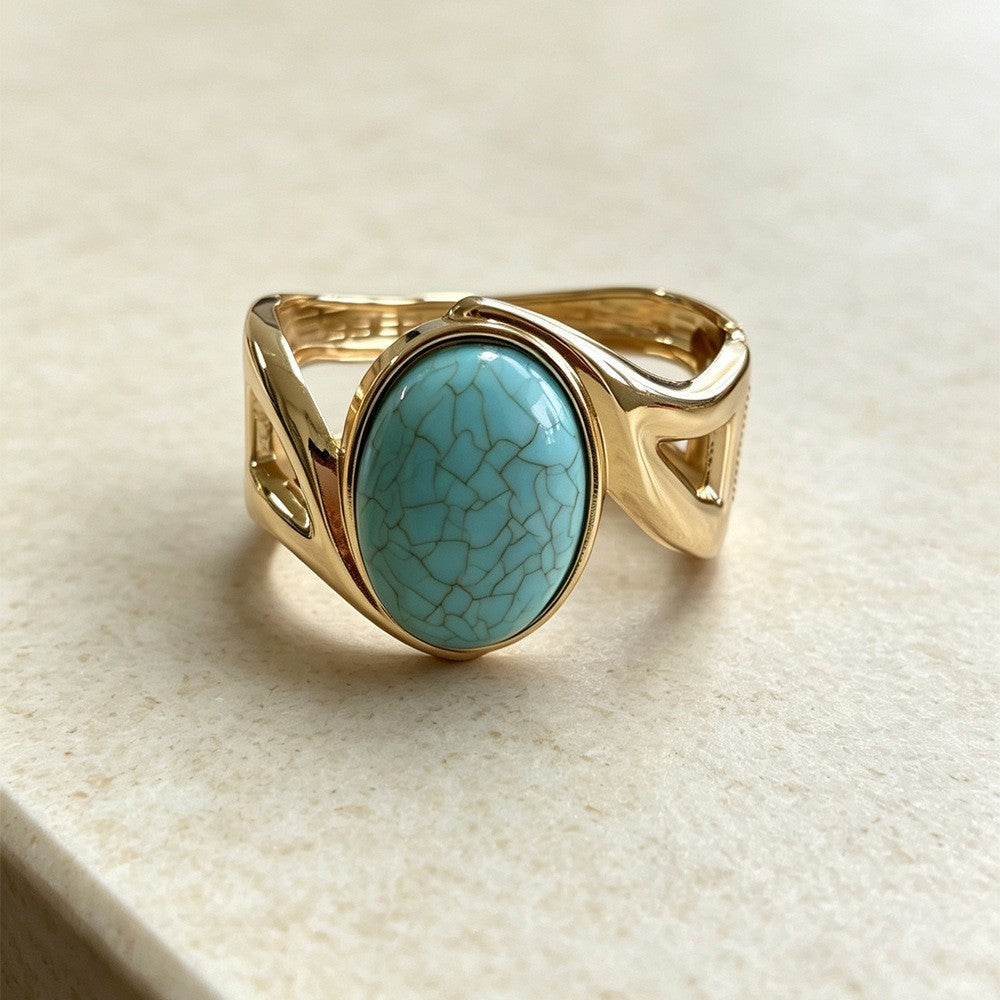 Oval Gemstone Cuff Bracelet