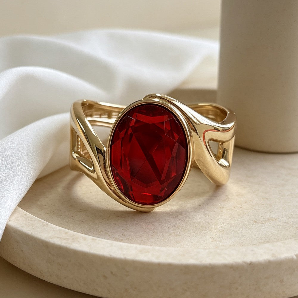 Oval Gemstone Cuff Bracelet