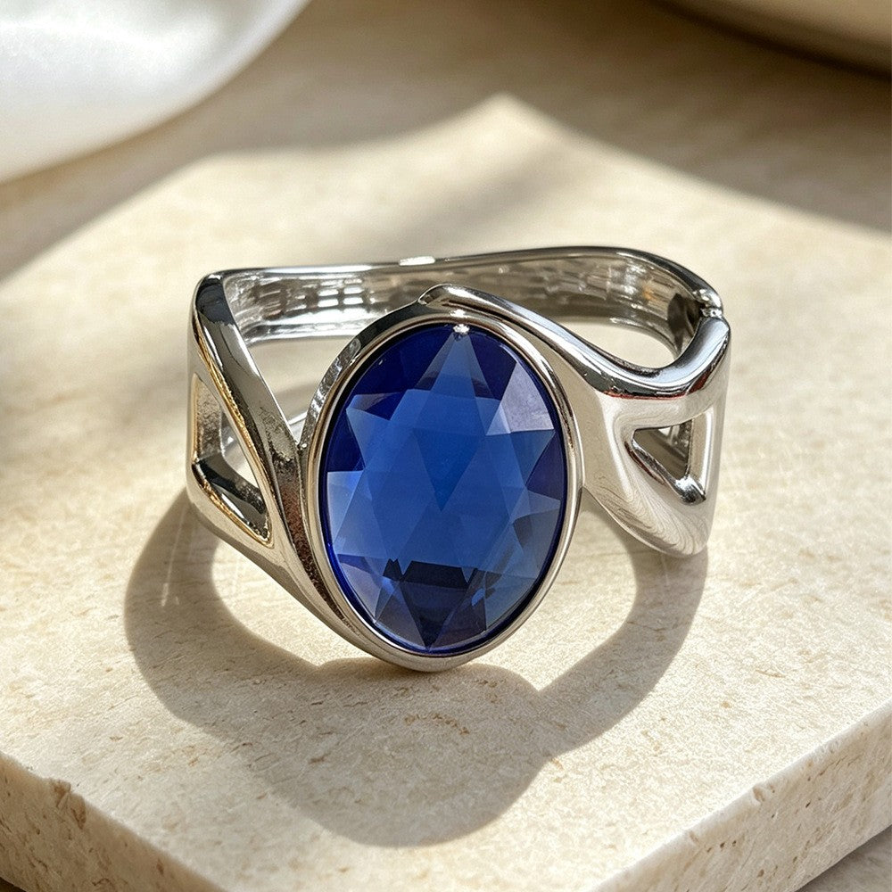 Oval Gemstone Cuff Bracelet