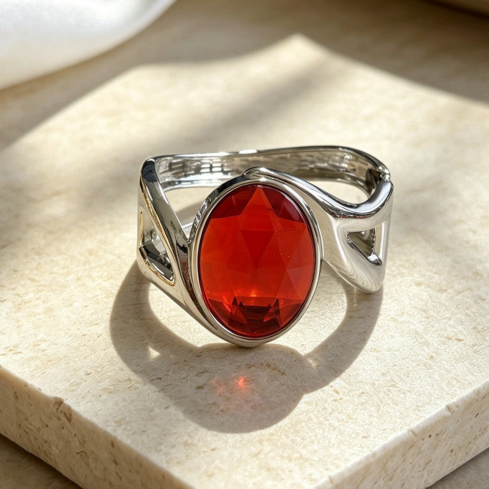 Oval Gemstone Cuff Bracelet