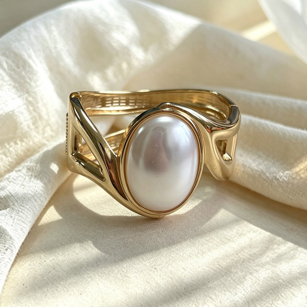 Oval Gemstone Cuff Bracelet