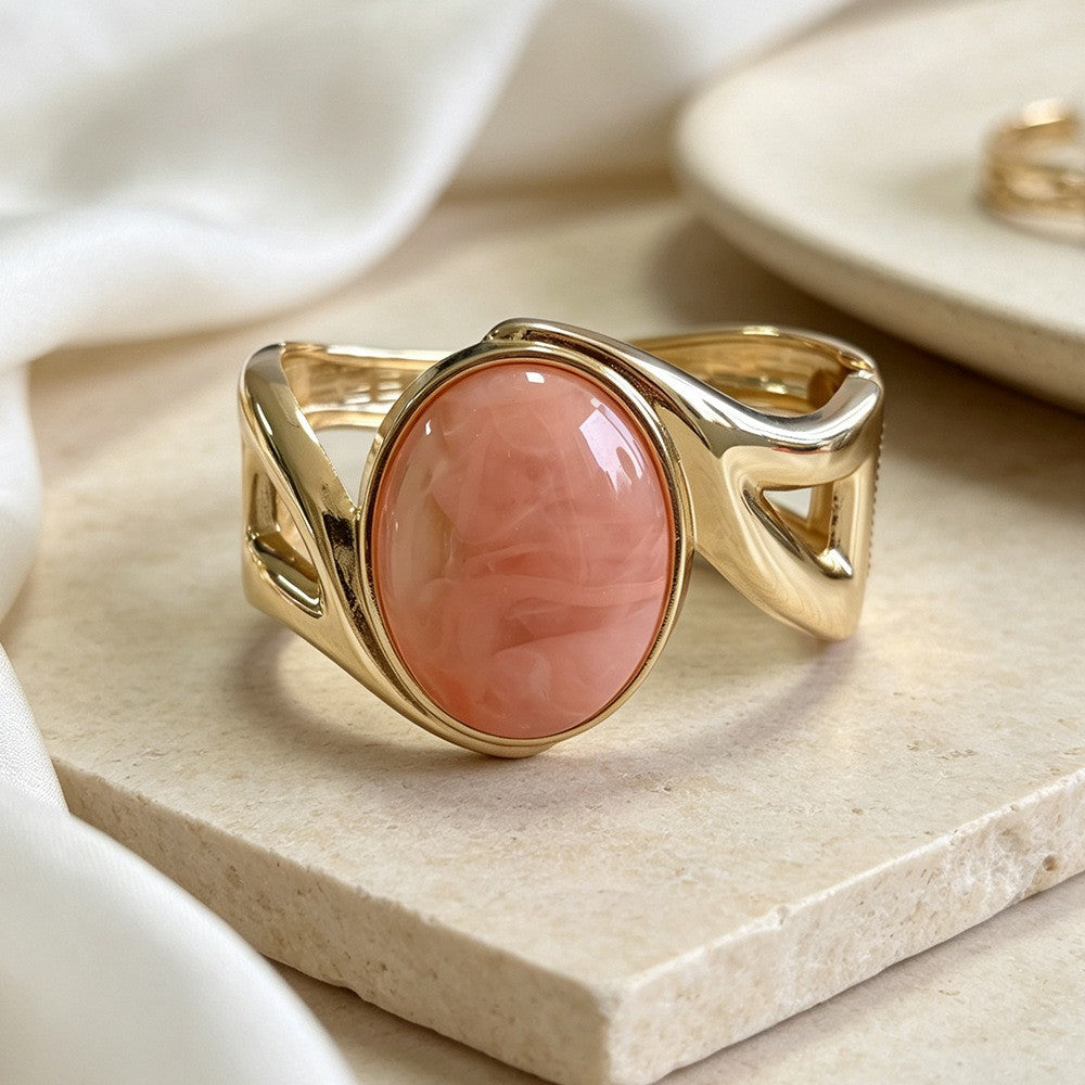 Oval Gemstone Cuff Bracelet