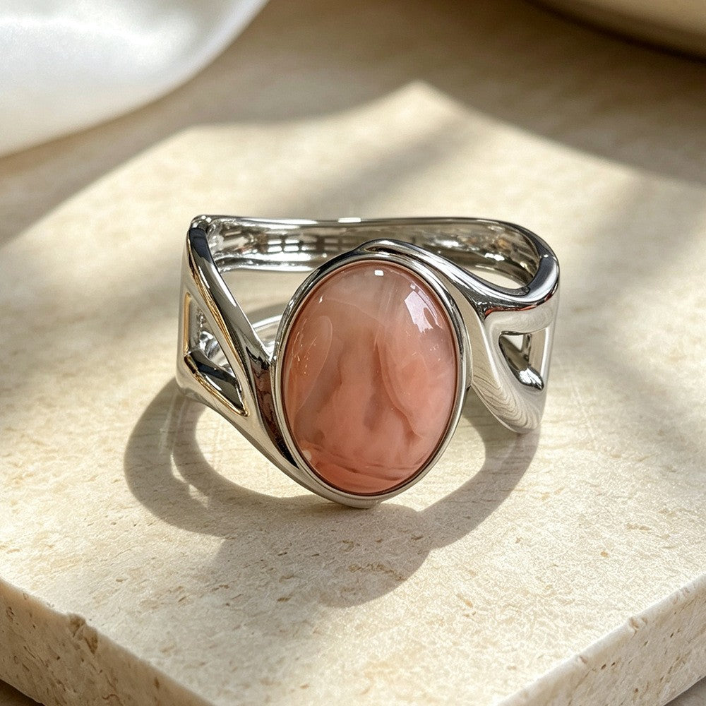Oval Gemstone Cuff Bracelet