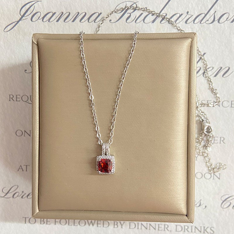Square Crystal Drop Chain Necklace