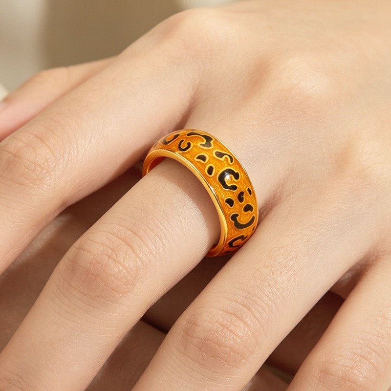Leopard Print Enamel Cuff & Ring Set