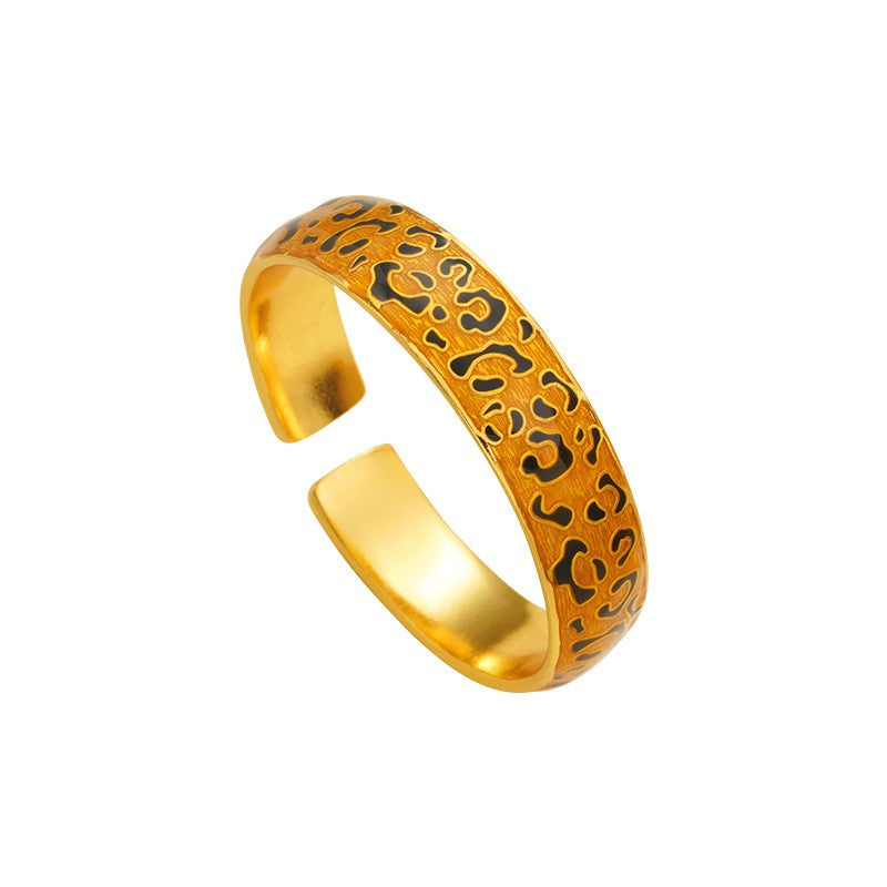 Leopard Print Enamel Cuff & Ring Set