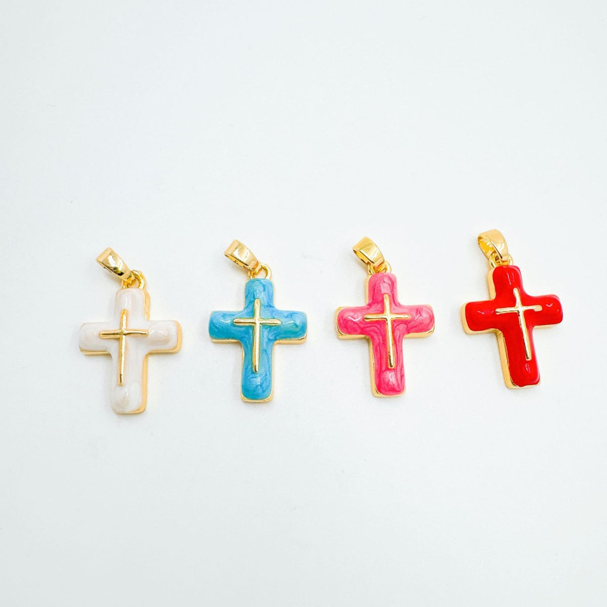 Marbled Resin Cross Pendant Necklace