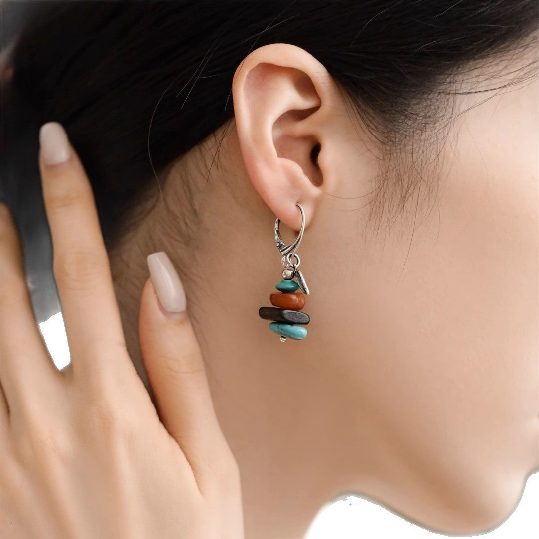 Stacked Stone Bamboo Leaf Earrings
