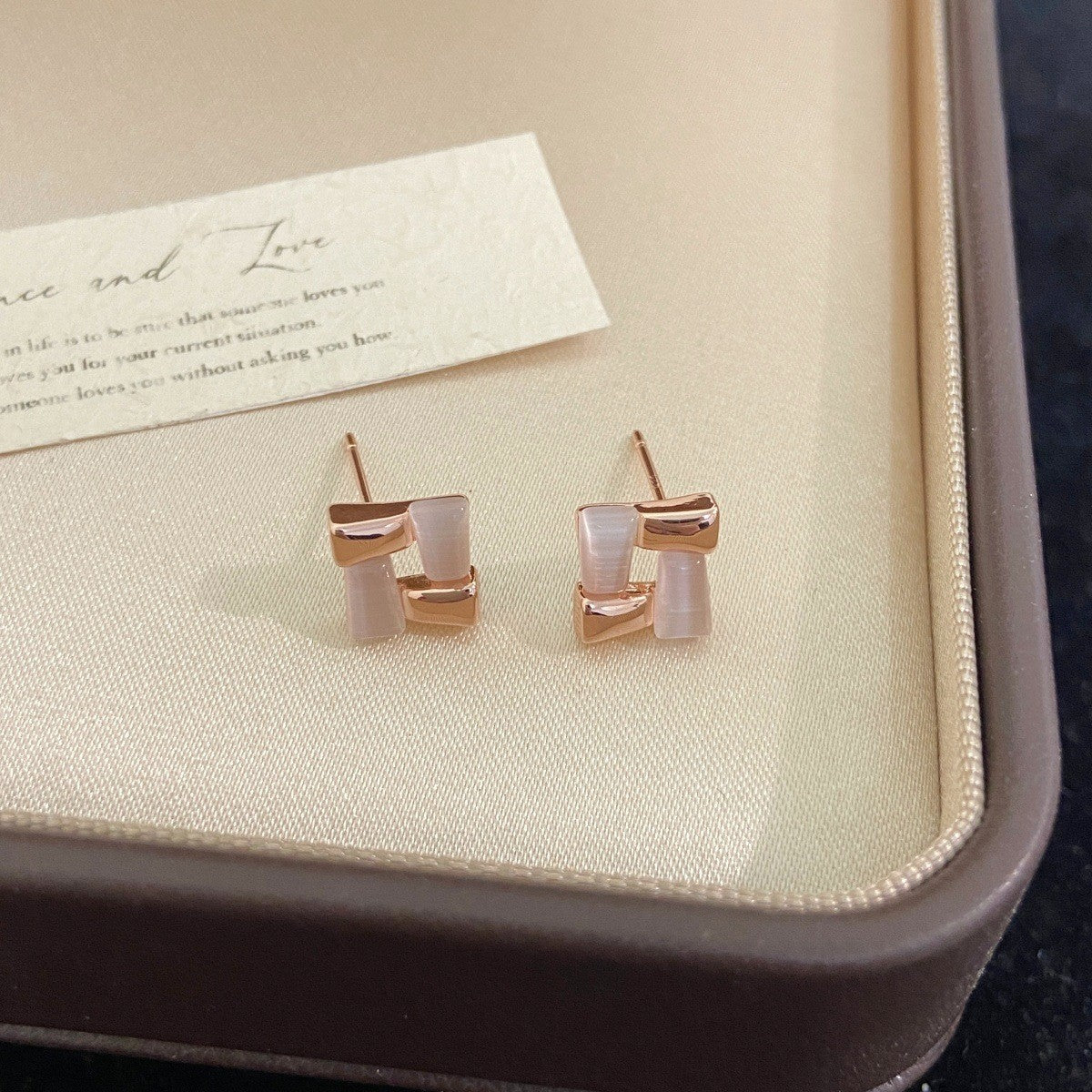 Rose Gold Square Cat's Eye Jewelry Set