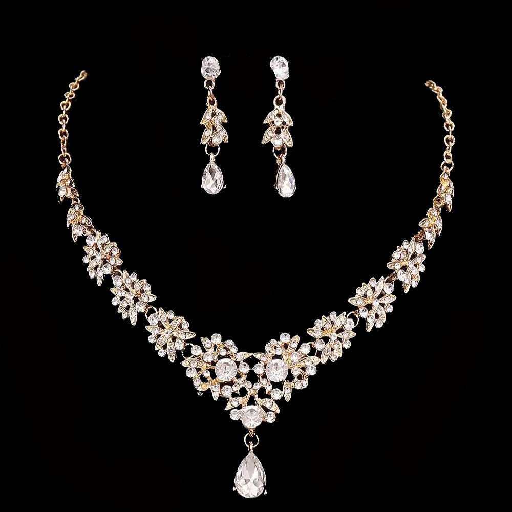 Crystal Floral Teardrop Necklace & Earring Set