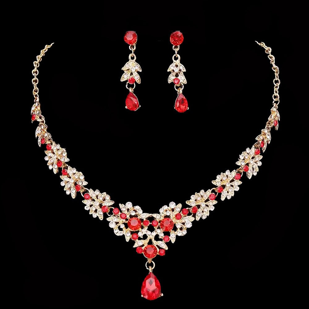 Crystal Floral Teardrop Necklace & Earring Set