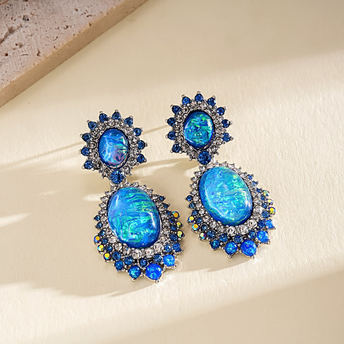 Blue Crystal Drop Necklace & Earring Set