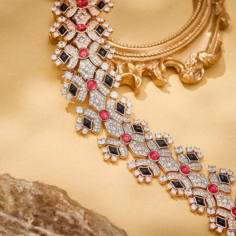 Geometric Crystal Cuff Bracelet