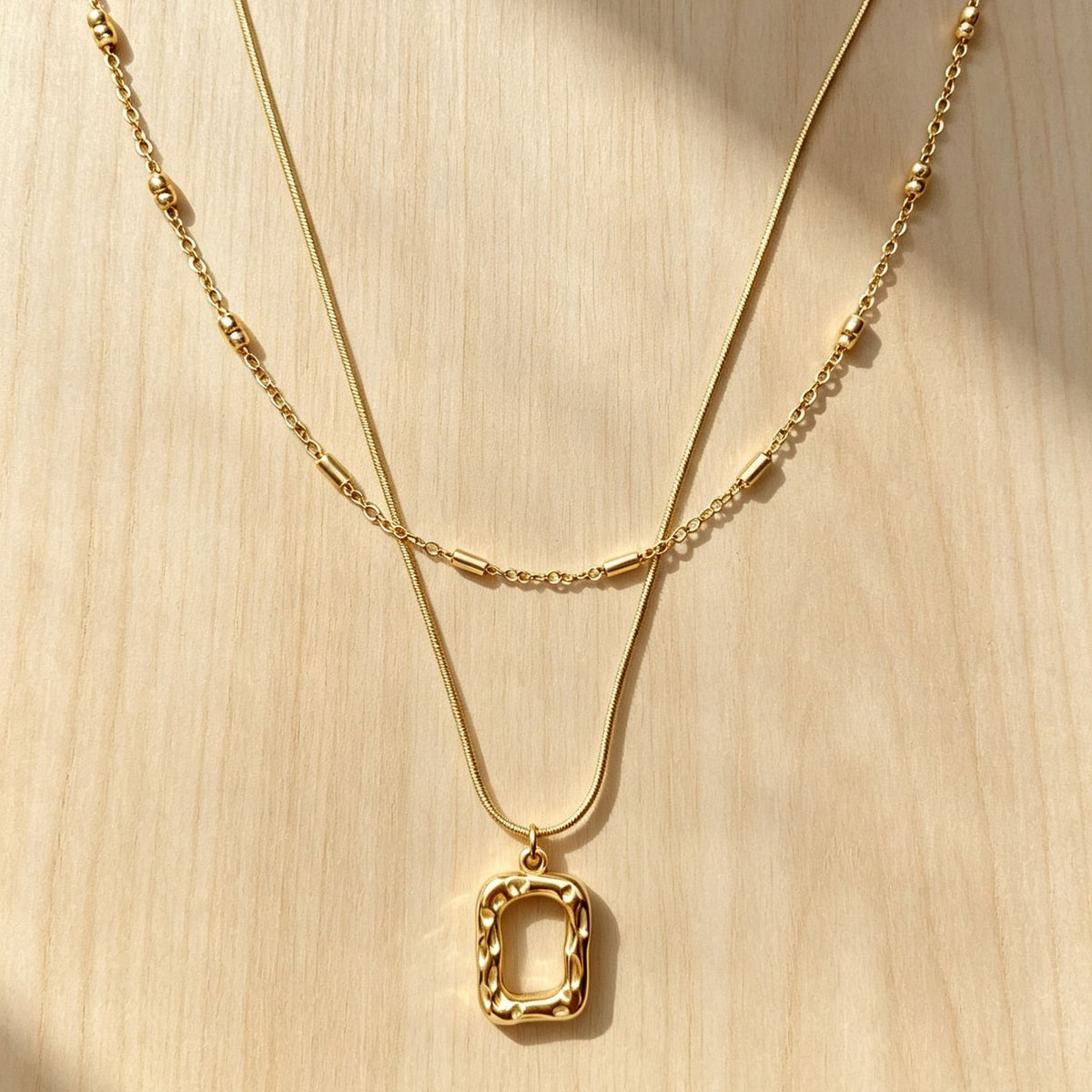 Pleated Square Layered Necklace