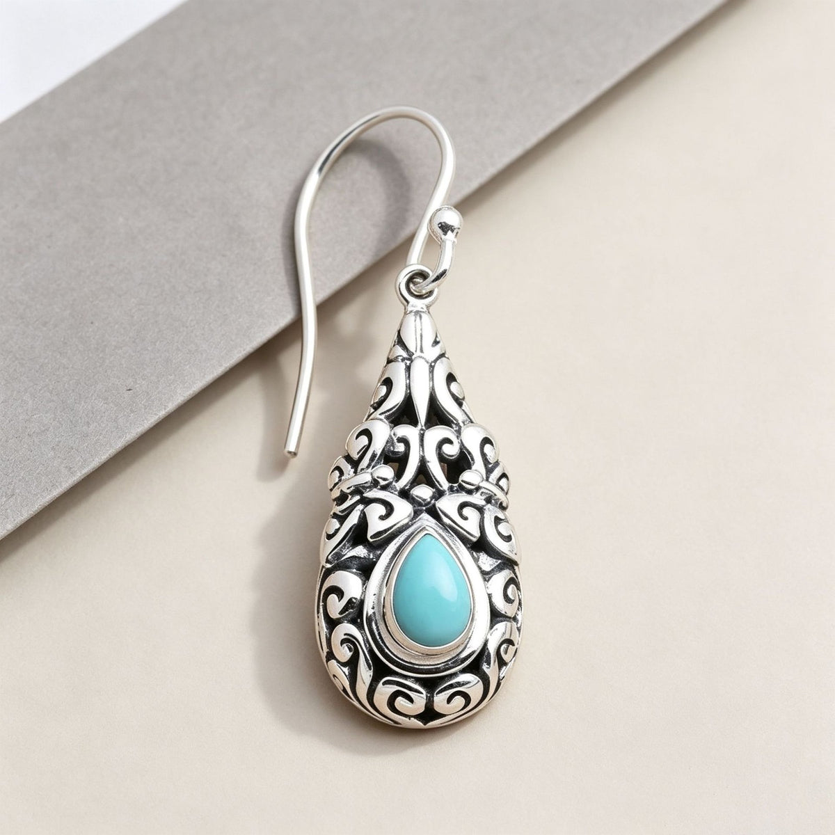 Turquoise Filigree Drop Earrings