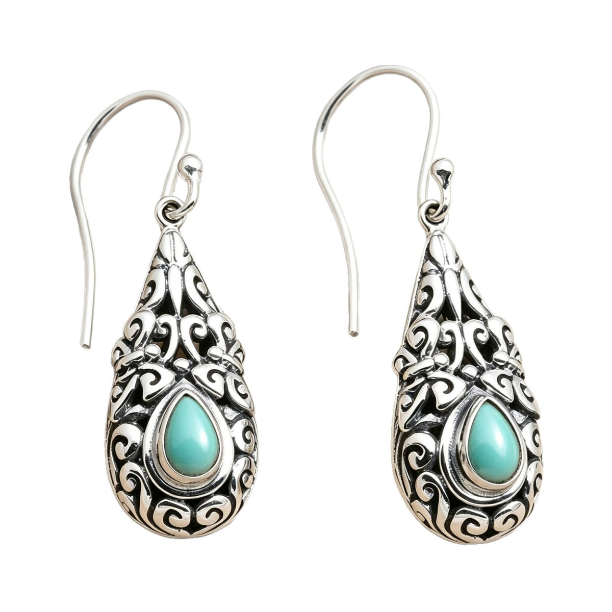 Turquoise Filigree Drop Earrings