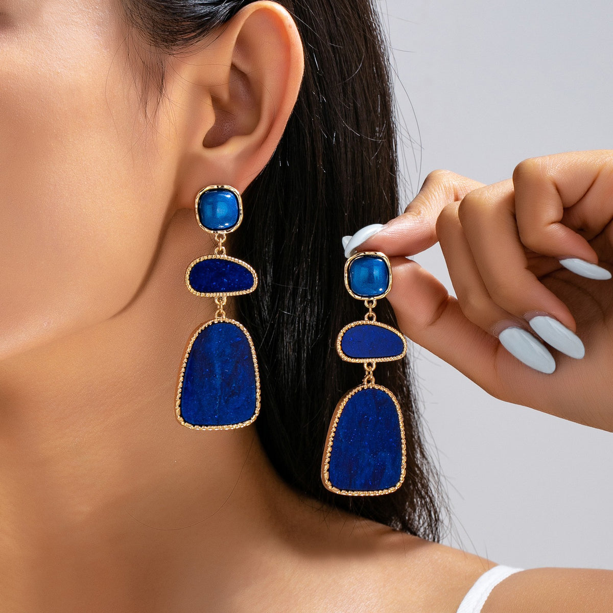 Amber Marbled Tiered Drop Earrings