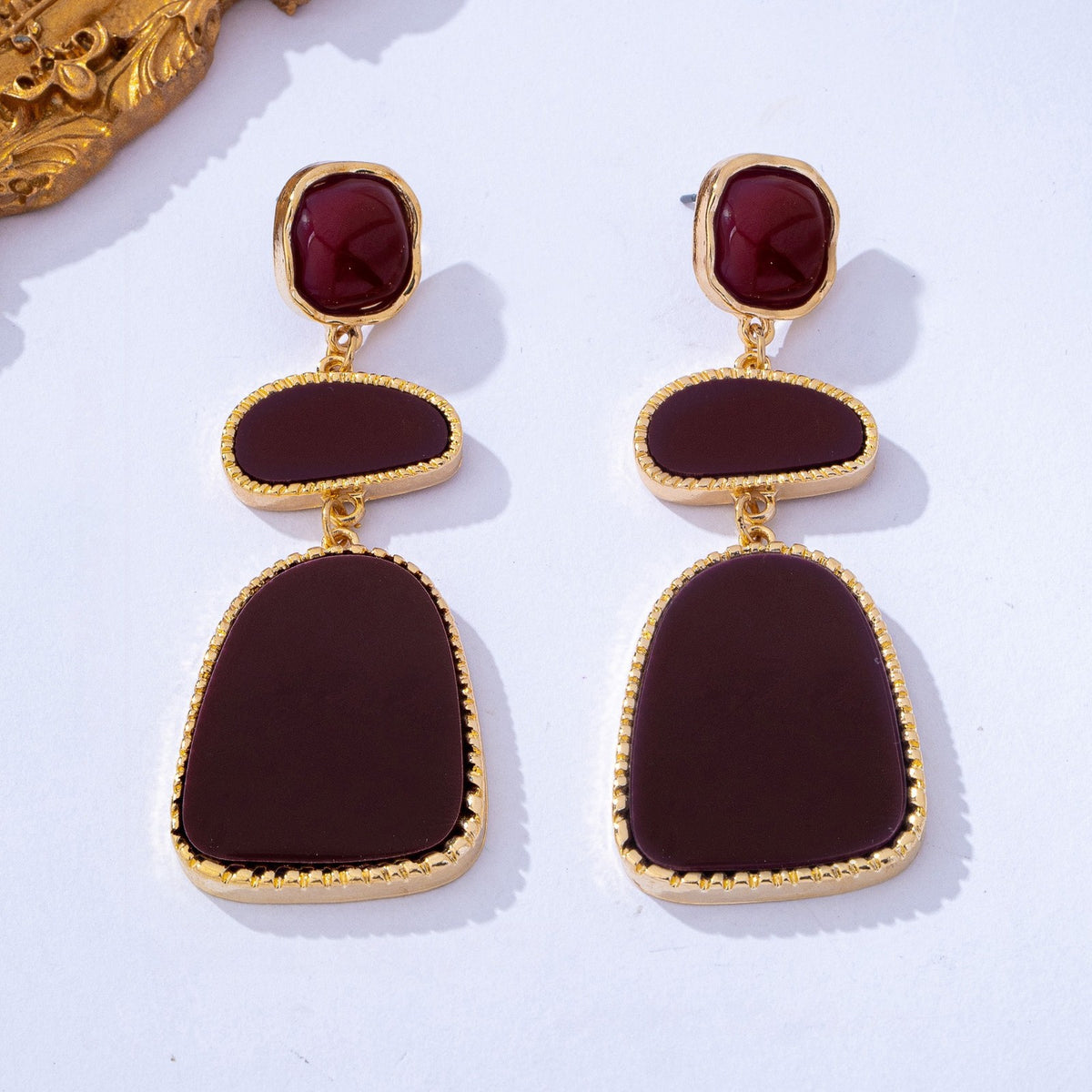 Amber Marbled Tiered Drop Earrings
