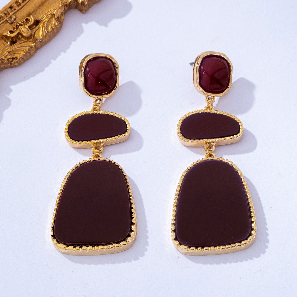 Amber Marbled Tiered Drop Earrings