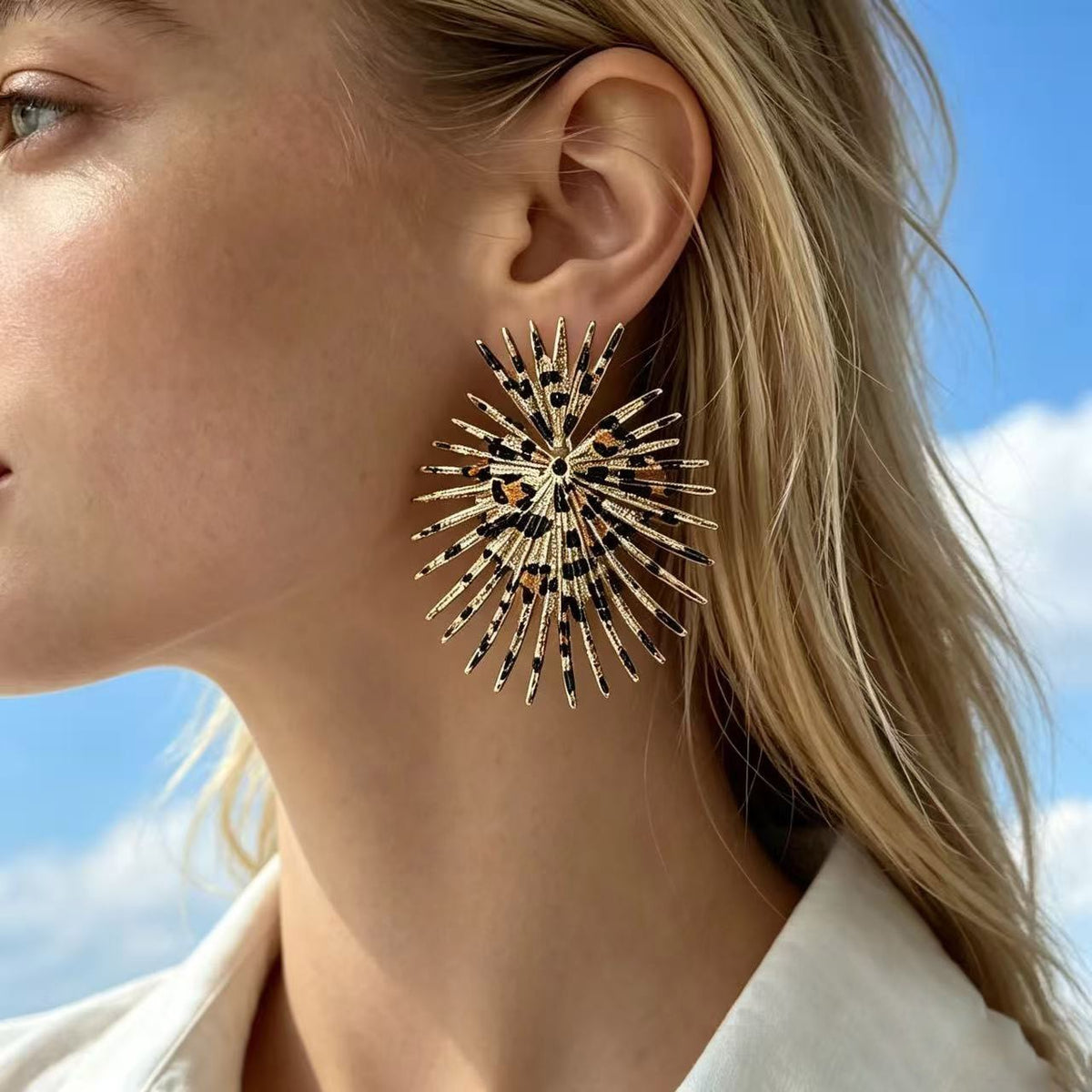 Leopard Sunburst Cord Necklace
