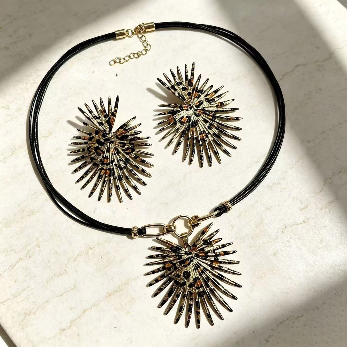 Leopard Sunburst Cord Necklace