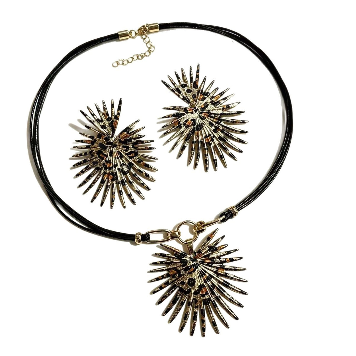 Leopard Sunburst Cord Necklace