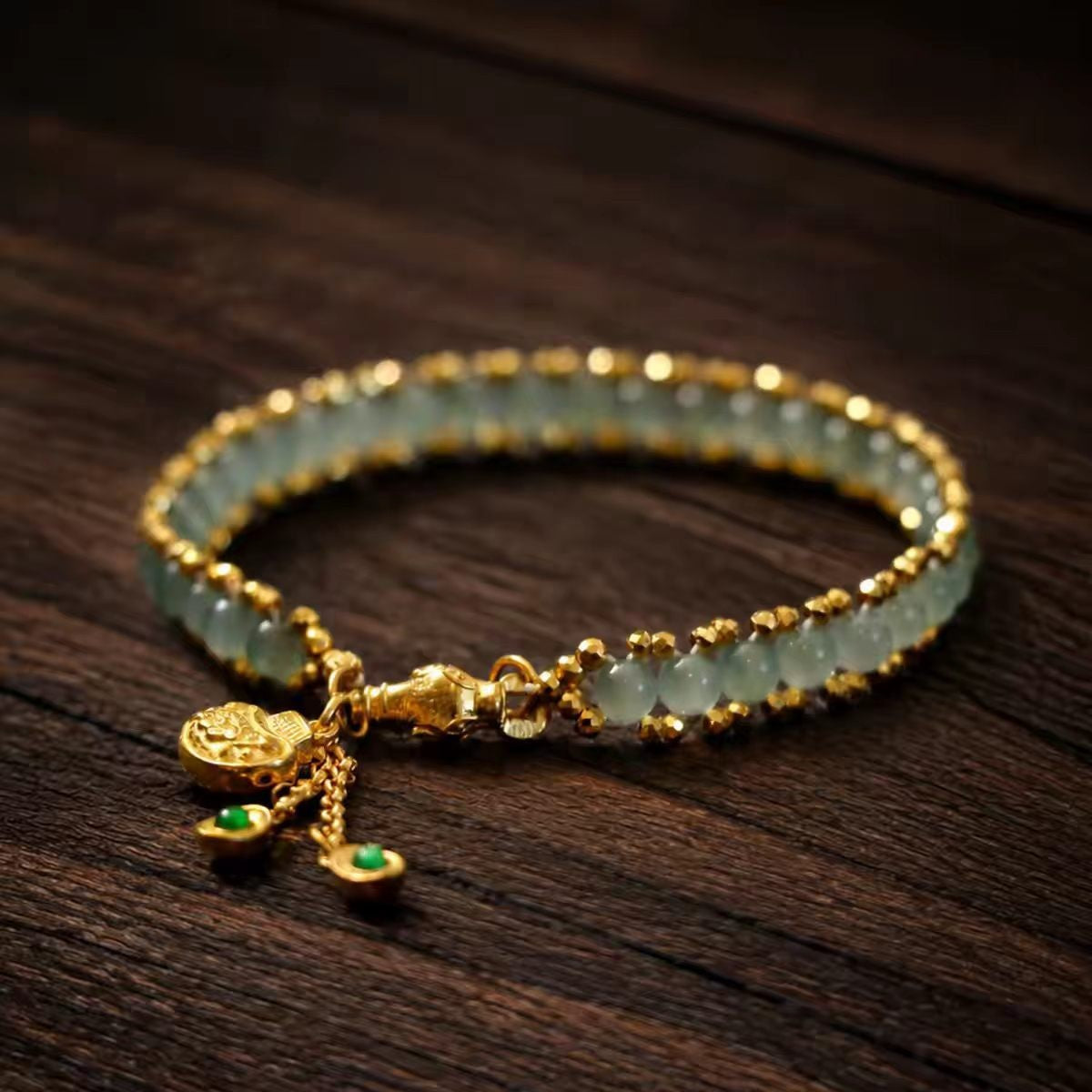 Jade Bead Charm Bracelet