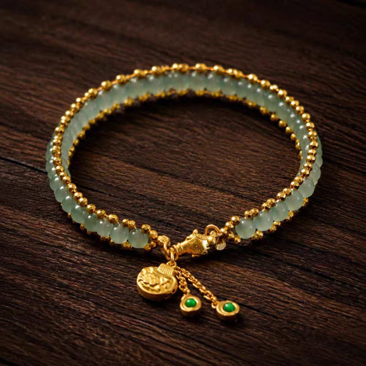 Jade Bead Charm Bracelet