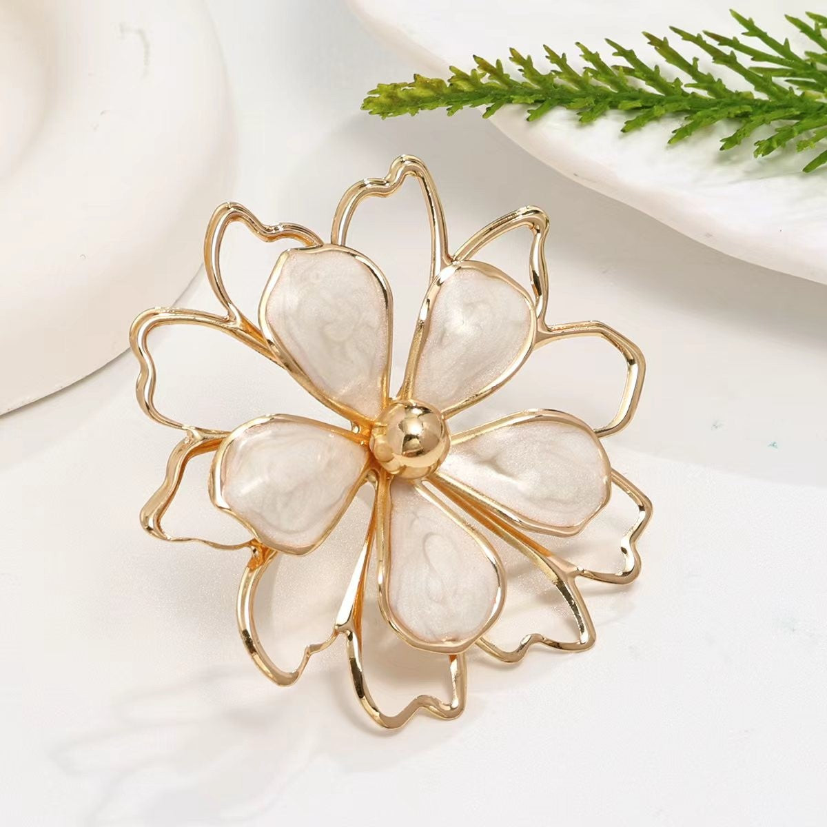 White Enamel Flower Bracelet & Ring Set