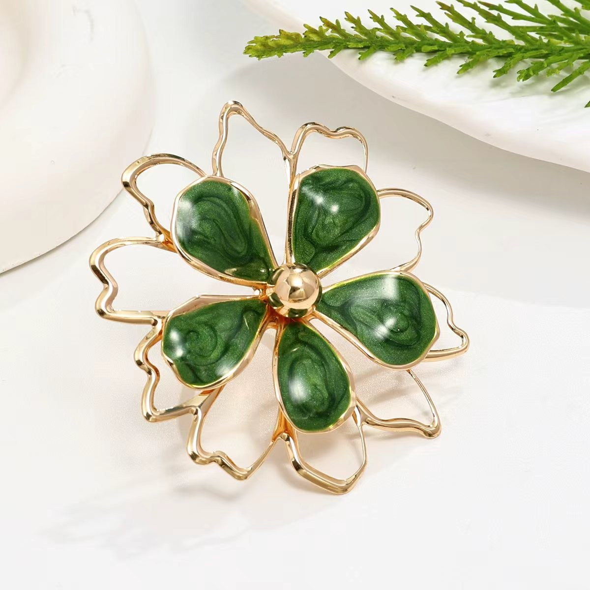 White Enamel Flower Bracelet & Ring Set