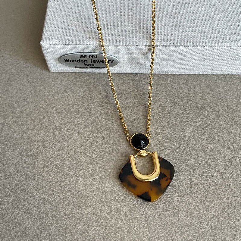 Tortoiseshell Guitar Pick Necklace & Earring Set