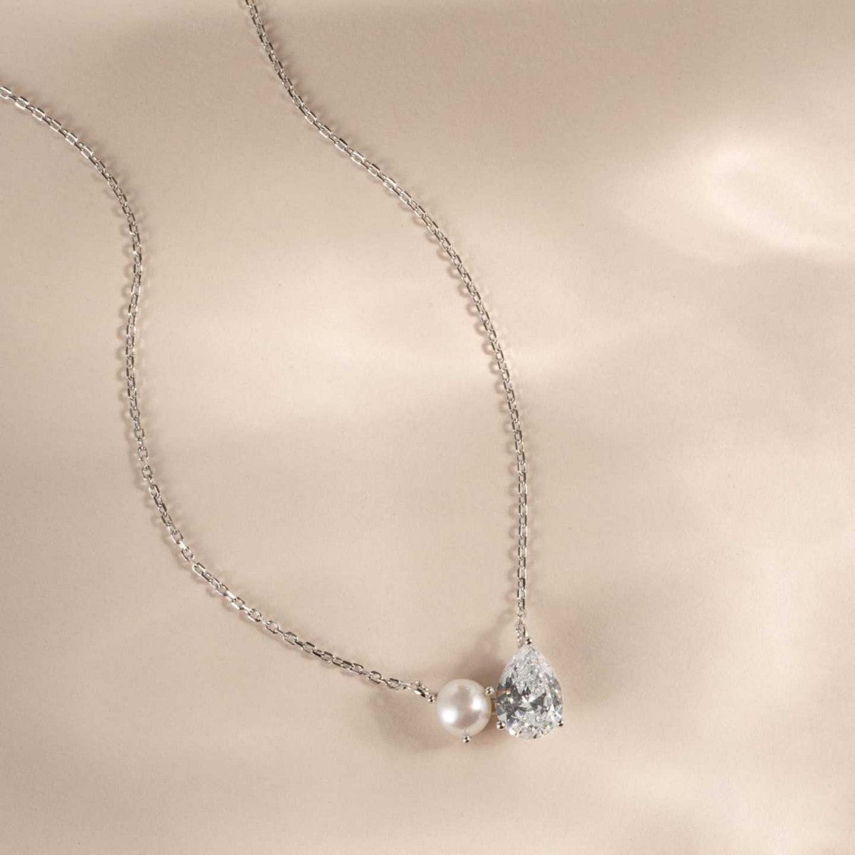 Pearl & Teardrop Crystal Duo Necklace Set
