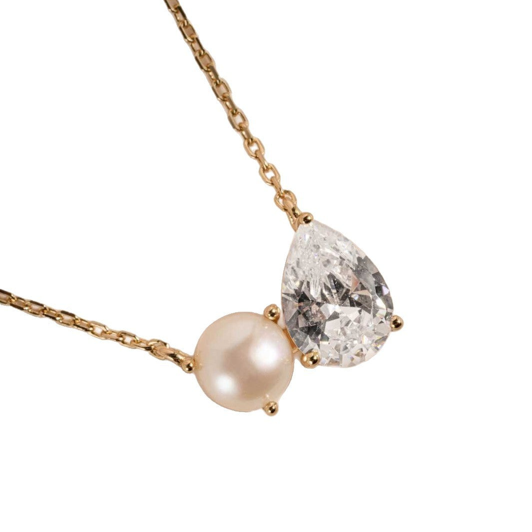 Pearl & Teardrop Crystal Duo Necklace Set