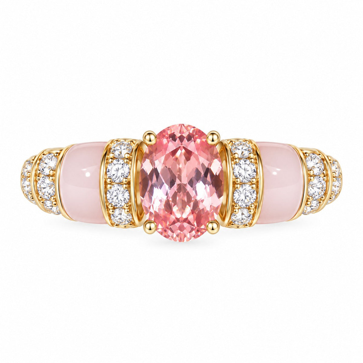 Oval Stone & Enamel Band Ring