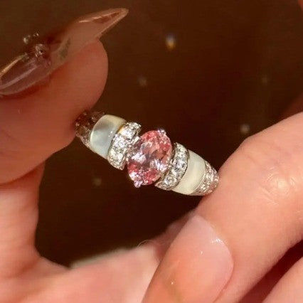 Oval Stone & Enamel Band Ring