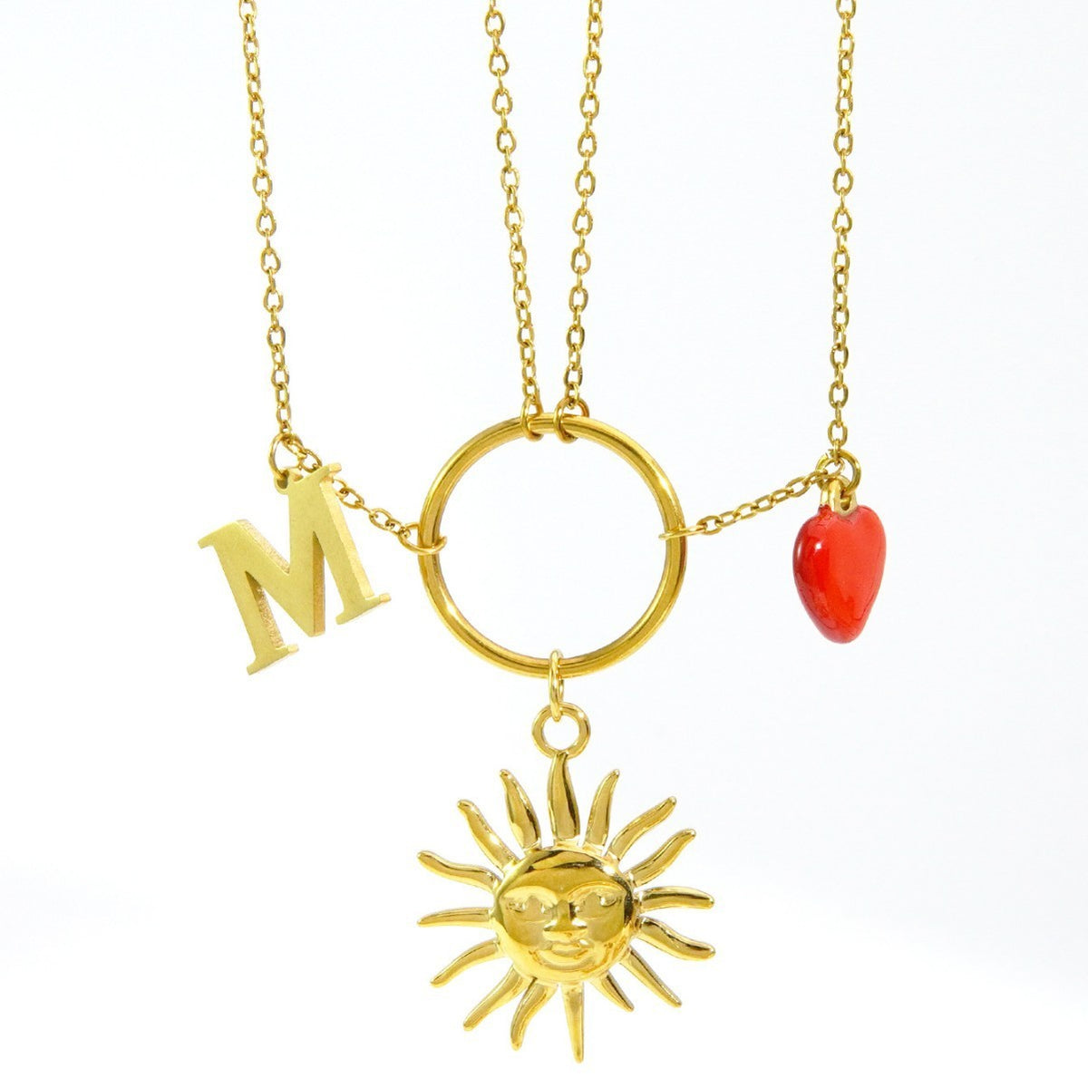 Sun & Heart Initial Necklace