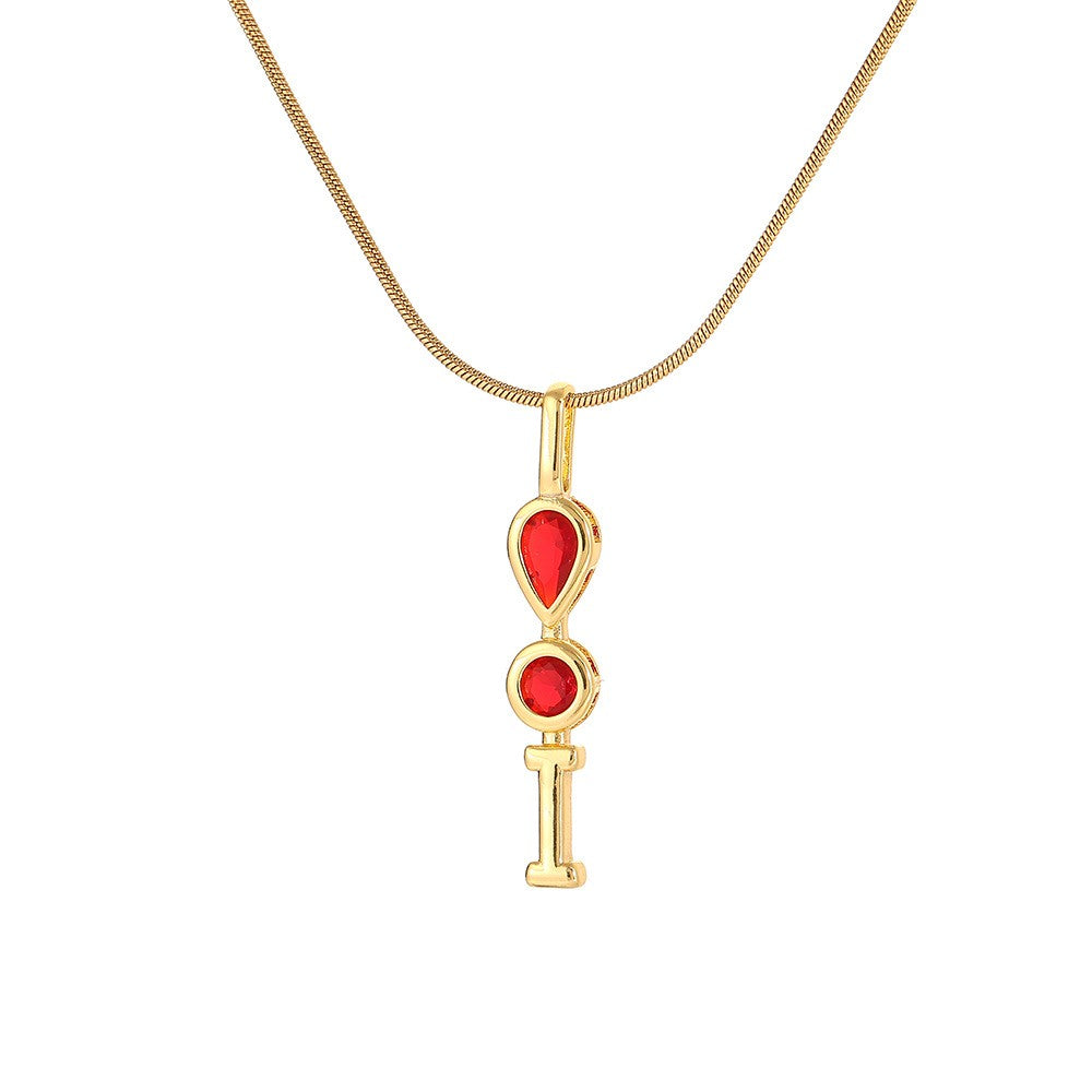 Red Teardrop Initial Necklace