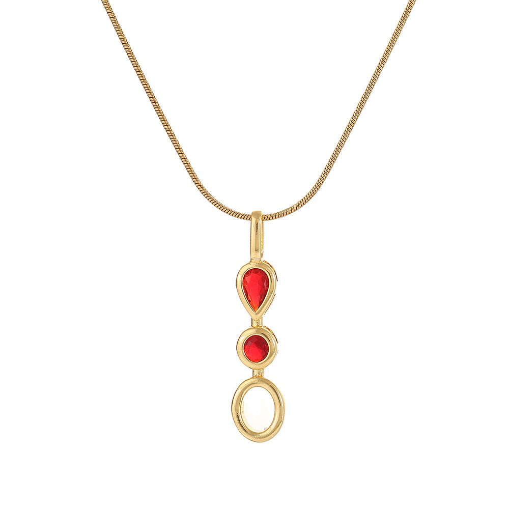 Red Teardrop Initial Necklace