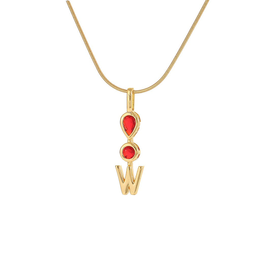 Red Teardrop Initial Necklace